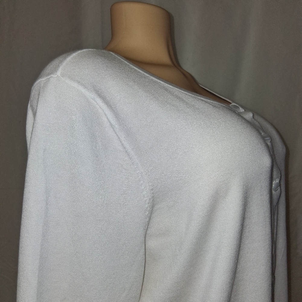 Talbots Plus Petite Women Size 2XP White Scalloped Button-Down Shirt - Picture 10 of 16